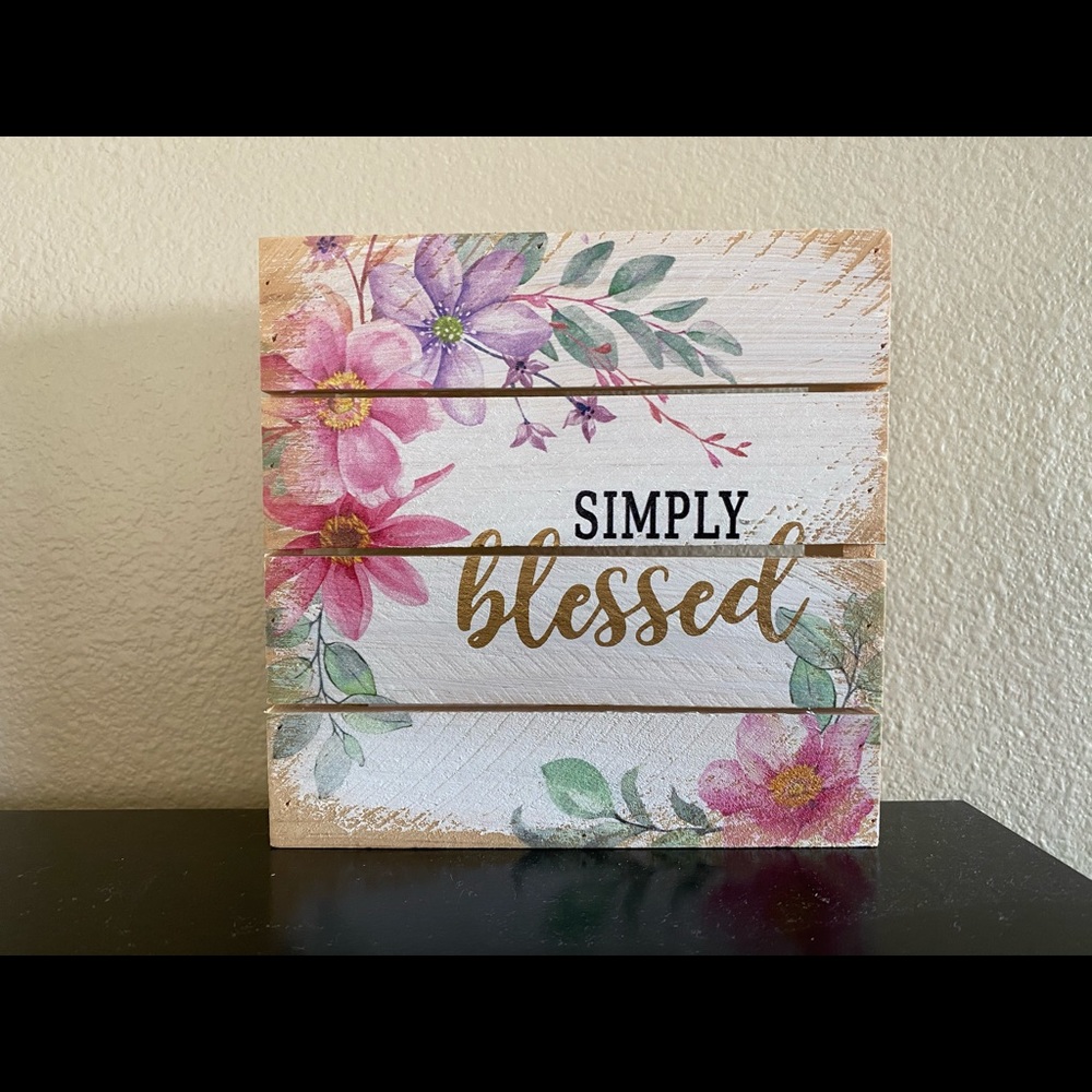 Wooden “Simply Blessed” Flower decor